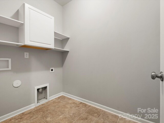 1660 Beleek Ridge Ln, Lake Wylie, SC 29710 - laundry area with cabinet space, baseboards, and hookup for an electric dryer