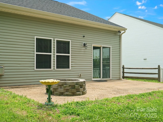 1660 Beleek Ridge Ln, Lake Wylie, SC 29710 - rear view of house with a patio, an outdoor fire pit, and a shingled roof