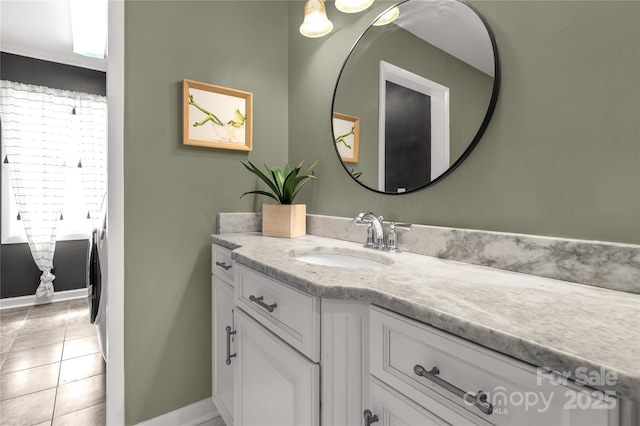 22 Honeysuckle Ln, Clover, SC 29710 - bathroom with vanity, baseboards, and tile patterned flooring