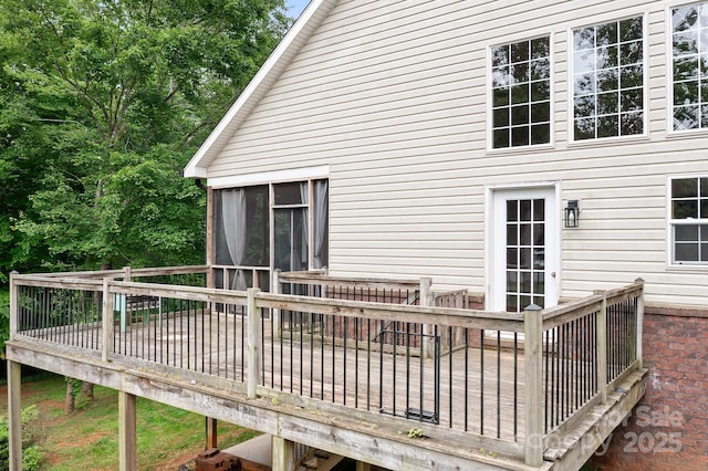 2695 Queens Rd, Lincolnton, NC 28092 - back of property featuring a deck and a sunroom