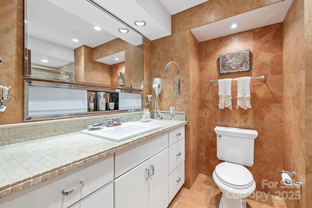 21 Rhododendron Rd, Black Mountain, NC 28711 - bathroom with vanity, toilet, and recessed lighting