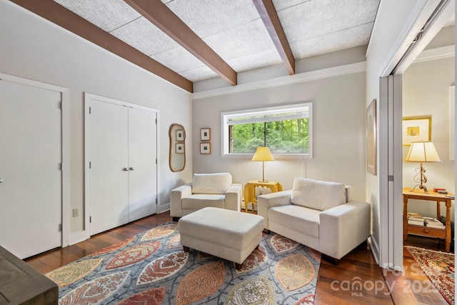 21 Rhododendron Rd, Black Mountain, NC 28711 - sitting room featuring beam ceiling and wood finished floors