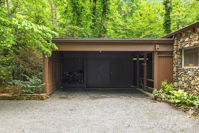 21 Rhododendron Rd, Black Mountain, NC 28711 - garage with a wooded view