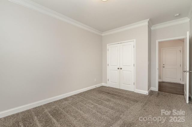 732 Altamonte Dr, Clover, SC 29710 - unfurnished bedroom with carpet floors, ornamental molding, baseboards, and a closet