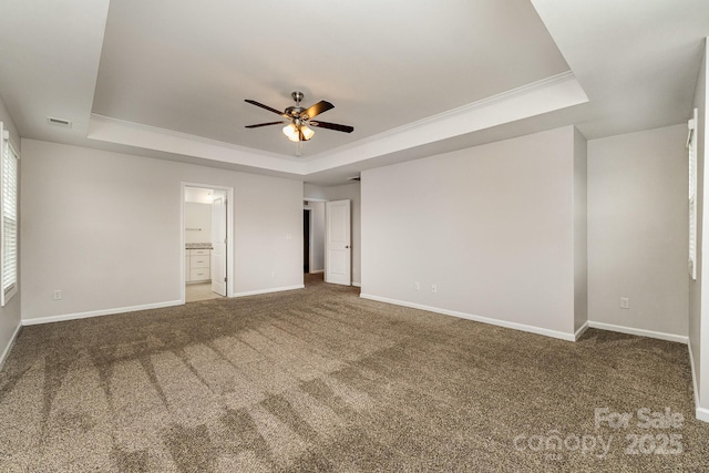 732 Altamonte Dr, Clover, SC 29710 - unfurnished bedroom with a raised ceiling, carpet flooring, baseboards, ornamental molding, and connected bathroom