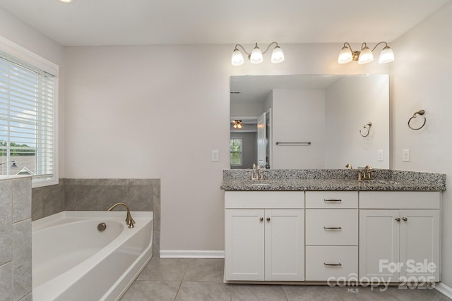 732 Altamonte Dr, Clover, SC 29710 - full bath with double vanity, healthy amount of natural light, tile patterned floors, and a bath