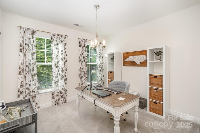 635 R L Stowe Rd, Belmont, NC 28012 - home office featuring a chandelier and light colored carpet