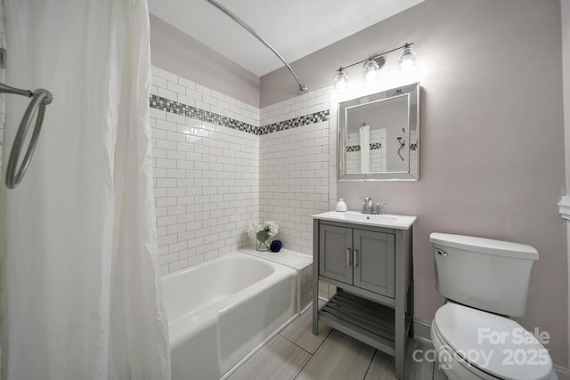 3800 Lovett Cir, Charlotte, NC 28210 - full bathroom featuring shower / bath combo with shower curtain, vanity, and tile patterned flooring