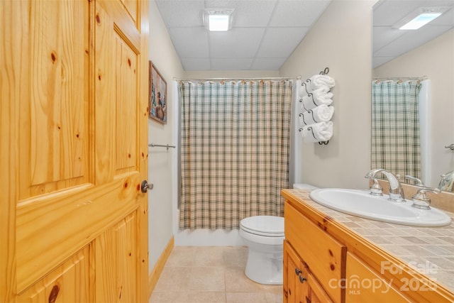 265 Laurel Mountain Estates Dr, Todd, NC 28684 - full bathroom with vanity, toilet, tile patterned flooring, and a paneled ceiling