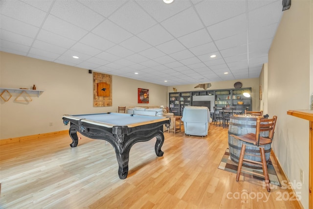 265 Laurel Mountain Estates Dr, Todd, NC 28684 - playroom featuring pool table, wood finished floors, a paneled ceiling, and baseboards
