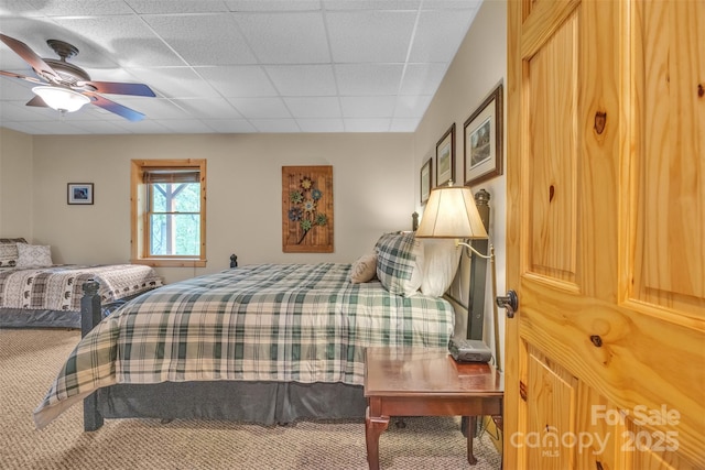 265 Laurel Mountain Estates Dr, Todd, NC 28684 - bedroom featuring carpet flooring, a drop ceiling, and ceiling fan