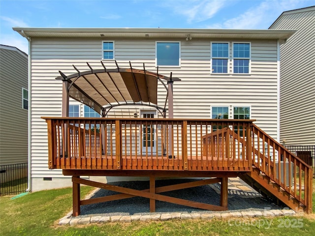 1680 Trentwood Dr, Fort Mill, SC 29715 - back of house with a wooden deck, a pergola, and crawl space