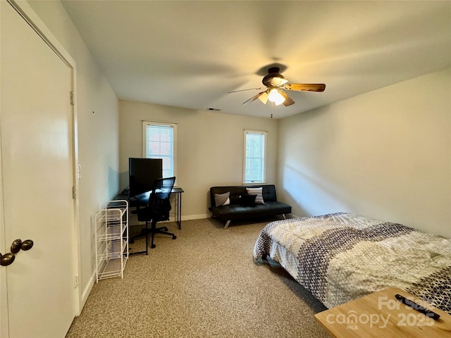 116 Grand Blvd Unit 4-B, Boone, NC 28607 - bedroom with carpet, baseboards, ceiling fan, and a desk