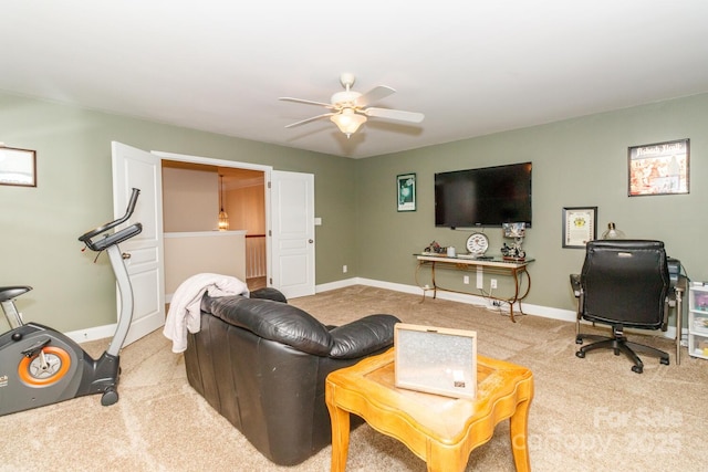 1006 Apogee Dr, Indian Trail, NC 28079 - living area featuring light colored carpet and a ceiling fan
