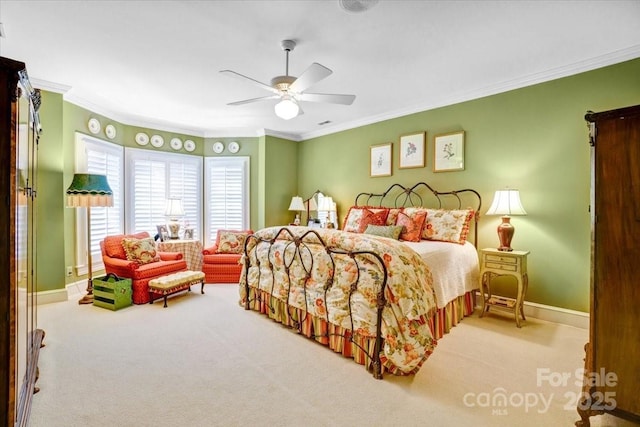 517 Kingsdown Ct, Waxhaw, NC 28173 - bedroom with crown molding, carpet floors, and ceiling fan