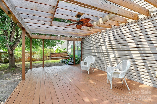 1817 Tradd Ave, Clover, SC 29710 - wooden deck with a pergola and a ceiling fan