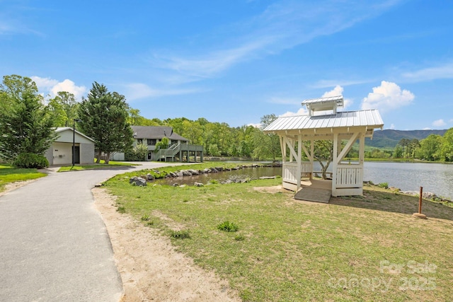 220 W College St, Black Mountain, NC 28711 - view of home's community with a water view, a yard, and a gazebo