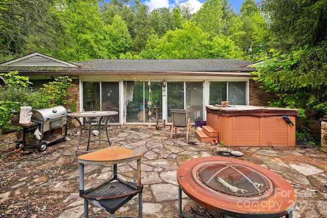4739 US-23 Hwy, Mars Hill, NC 28754 - view of patio / terrace featuring an outdoor fire pit, a hot tub, and a grill