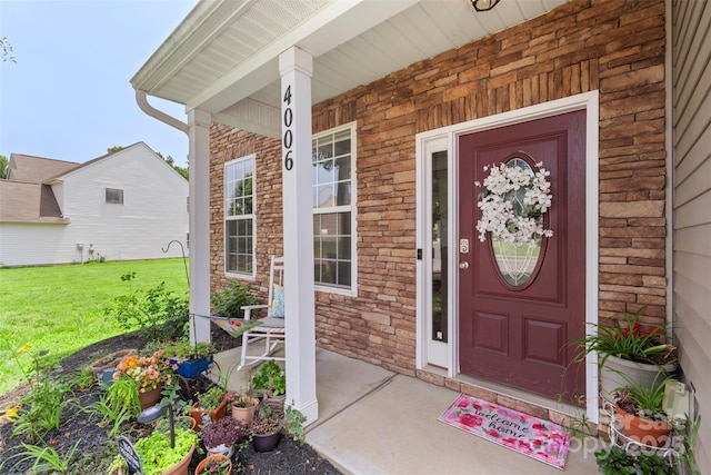 4006 Centerview Dr, Indian Trail, NC 28079 - view of exterior entry featuring a porch and a yard