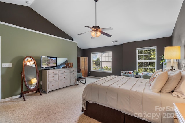 4006 Centerview Dr, Indian Trail, NC 28079 - bedroom featuring multiple windows, lofted ceiling, light carpet, and baseboards