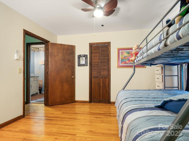 2981 Heath Peak Rd, Waynesville, NC 28785 - bedroom featuring light wood-style floors and ceiling fan