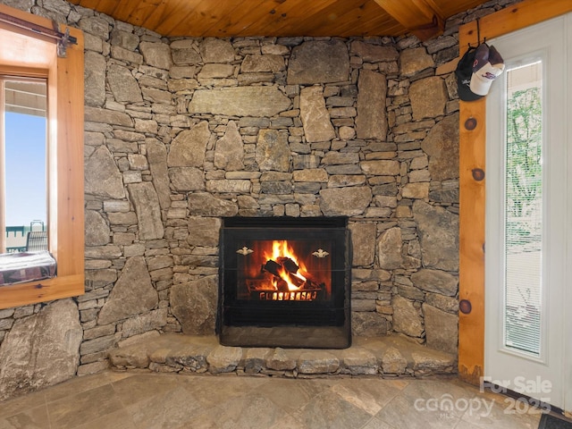 2981 Heath Peak Rd, Waynesville, NC 28785 - detailed view of a warm lit fireplace