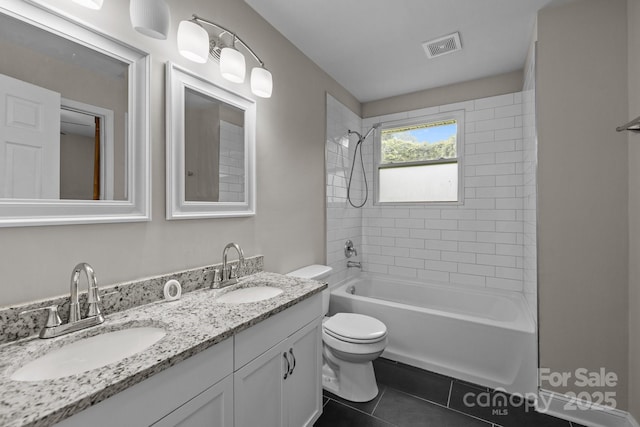 5008 Unaka Ave, Charlotte, NC 28205 - bathroom with double vanity,  shower combination, and tile patterned flooring