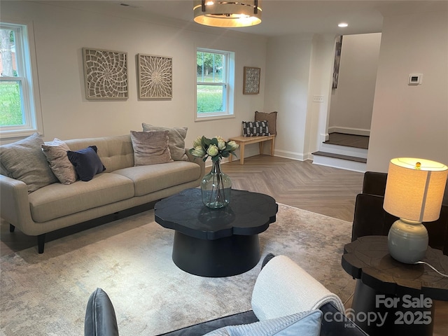 5840 Charing Pl, Charlotte, NC 28211 - living room featuring baseboards and recessed lighting