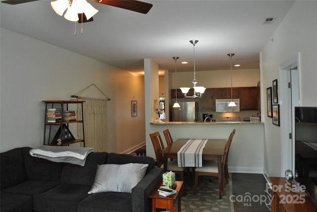 20 Foxden Dr Unit 203, Fletcher, NC 28732 - living room featuring a ceiling fan, recessed lighting, and baseboards