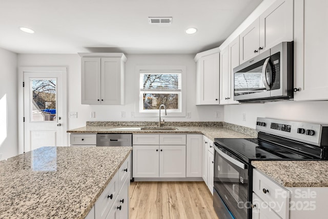 81 Kirk St, Salisbury, NC 28144 - kitchen featuring stainless steel appliances, a sink, plenty of natural light, light wood-style floors, and recessed lighting