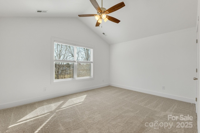81 Kirk St, Salisbury, NC 28144 - unfurnished room with a ceiling fan, light carpet, baseboards, and lofted ceiling