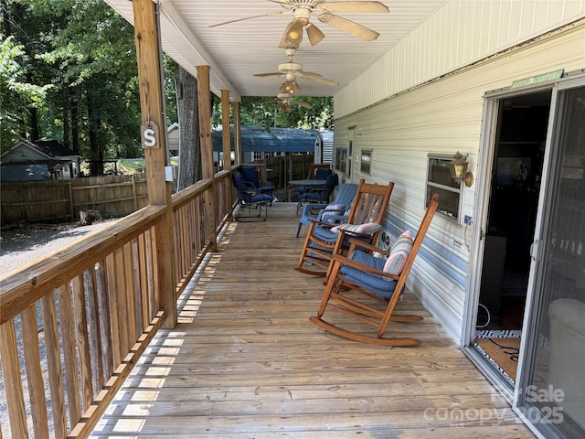 104 Deer Park Rd Unit D143, Mount Gilead, NC 27306 - wooden deck with ceiling fan