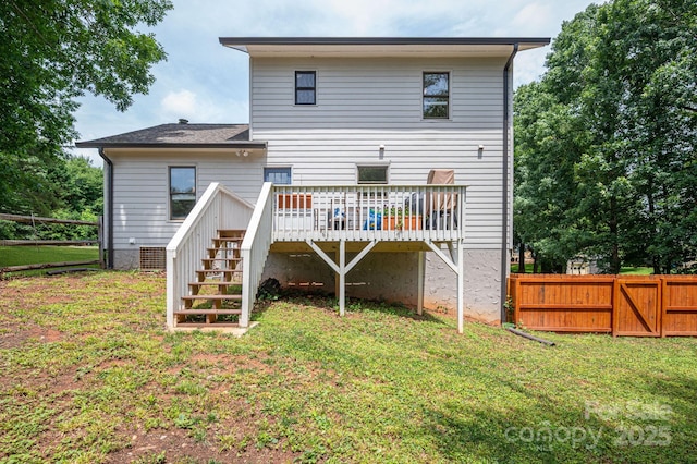 1256 Canseco Ln, Hickory, NC 28602 - back of property with a wooden deck and stairway