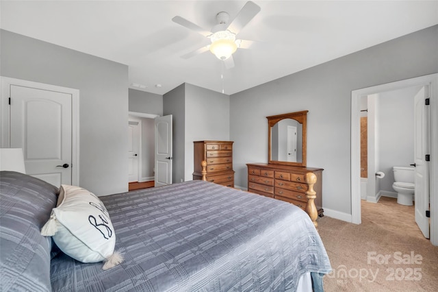 1600 Buckland Ct, Indian Land, SC 29707 - bedroom featuring light carpet, connected bathroom, and ceiling fan