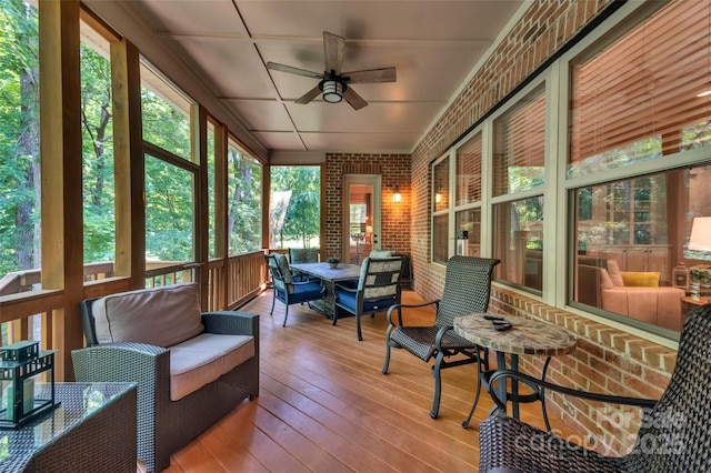 1600 Buckland Ct, Indian Land, SC 29707 - sunroom / solarium with ceiling fan, outdoor dining area, and an outdoor living space