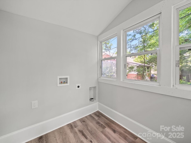 144 Walnut St, Chester, SC 29706 - laundry room with hookup for an electric dryer, dark wood finished floors, and washer hookup