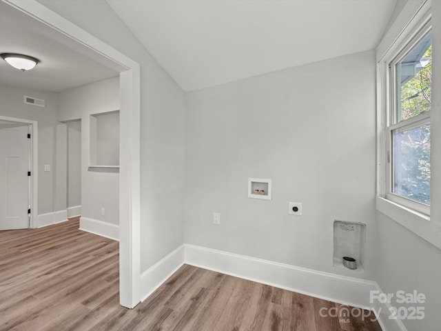 144 Walnut St, Chester, SC 29706 - washroom with washer hookup, electric dryer hookup, and wood finished floors