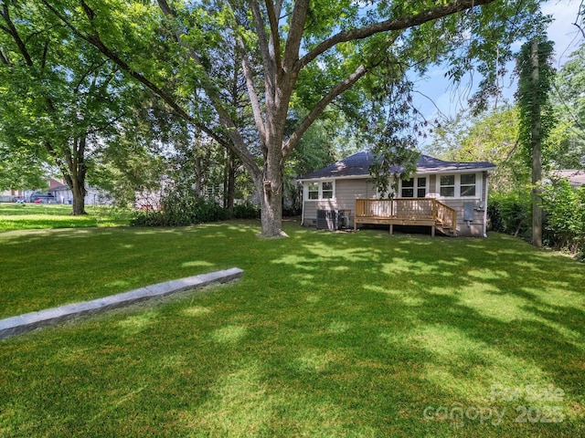 144 Walnut St, Chester, SC 29706 - view of green lawn with a deck