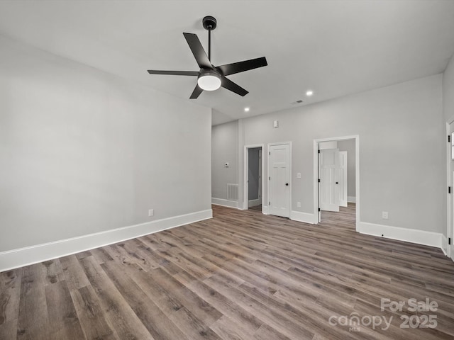 144 Walnut St, Chester, SC 29706 - unfurnished living room with ceiling fan, recessed lighting, and wood finished floors