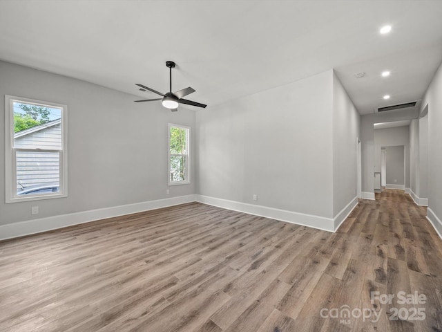 144 Walnut St, Chester, SC 29706 - empty room featuring wood finished floors, a ceiling fan, and recessed lighting