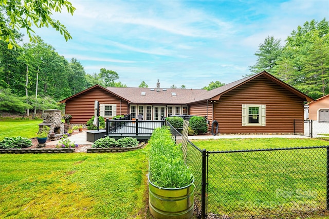 377 Birch Circle Dr, Hudson, NC 28638 - rear view of house with a deck and a detached garage