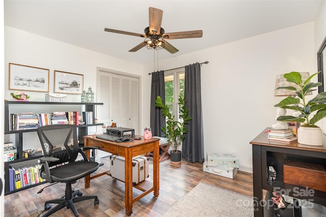 400 S Westover Dr, Monroe, NC 28112 - office featuring ceiling fan and wood finished floors