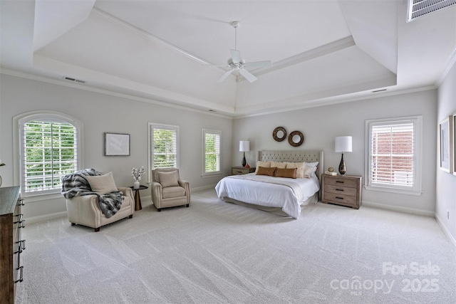 7319 Stonehaven Dr, Waxhaw, NC 28173 - bedroom with a raised ceiling, carpet floors, baseboards, and crown molding