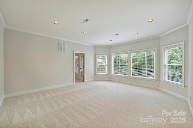 7319 Stonehaven Dr, Waxhaw, NC 28173 - empty room featuring carpet floors, baseboards, ornamental molding, and recessed lighting