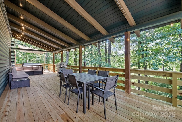 214 Mckenzie Way, Old Fort, NC 28762 - wooden terrace with outdoor dining space, outdoor lounge area, and grilling area