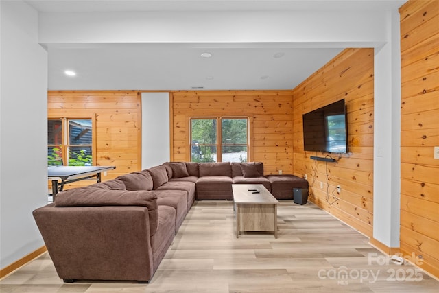 214 Mckenzie Way, Old Fort, NC 28762 - living area with wood walls, light wood-style floors, recessed lighting, and baseboards