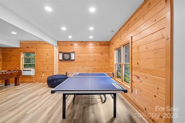 214 Mckenzie Way, Old Fort, NC 28762 - recreation room with wooden walls, recessed lighting, and wood finished floors