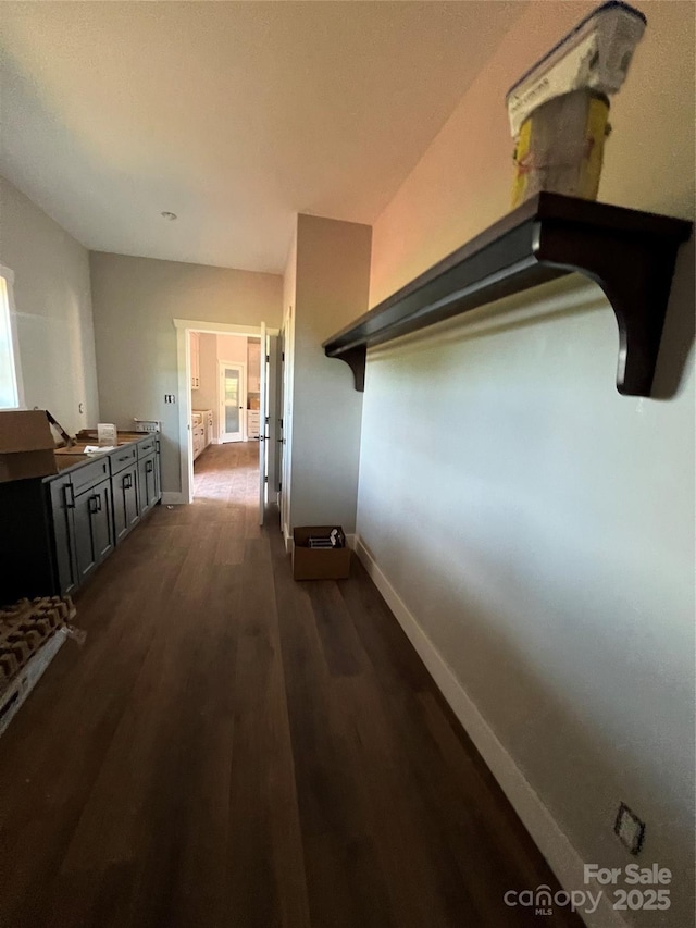 3000 Paul Payne Store Rd, Taylorsville, NC 28681 - corridor featuring dark wood-type flooring and baseboards