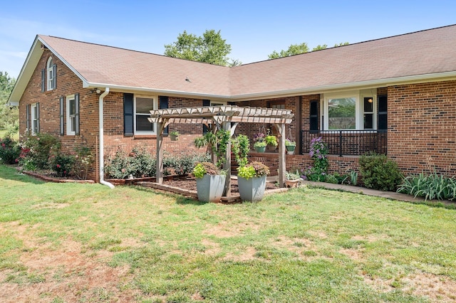 4026 Biggerstaff Rd, Maiden, NC 28650 - view of front of property featuring a pergola, brick siding, and a front yard