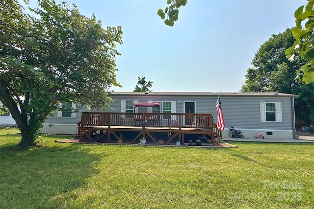 2449 Leonhardt Rd, Cherryville, NC 28021 - rear view of property with a wooden deck and a lawn